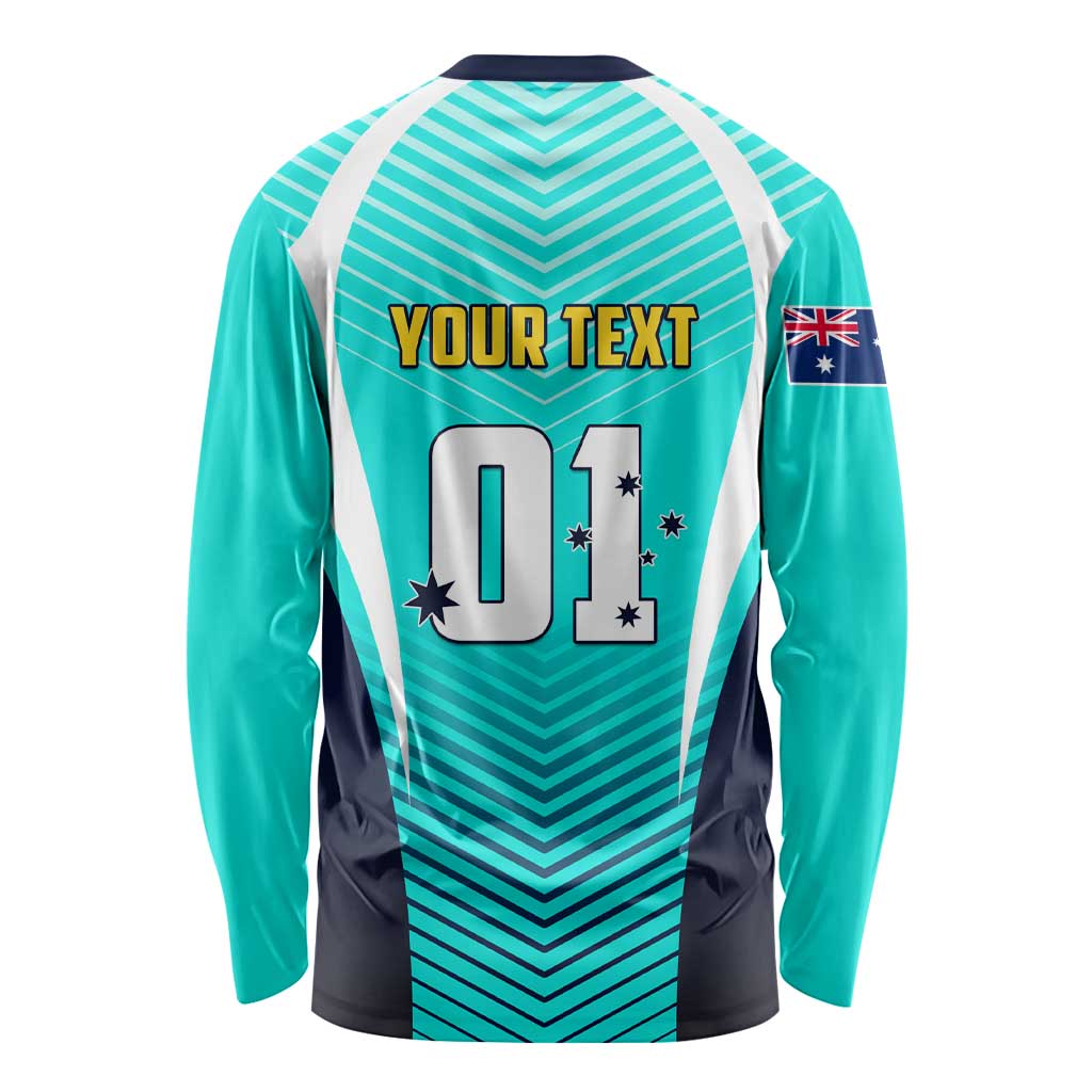 Personalised Australia Soccer Long Sleeve Shirt Matildas Sporty Turquoise Version LT01