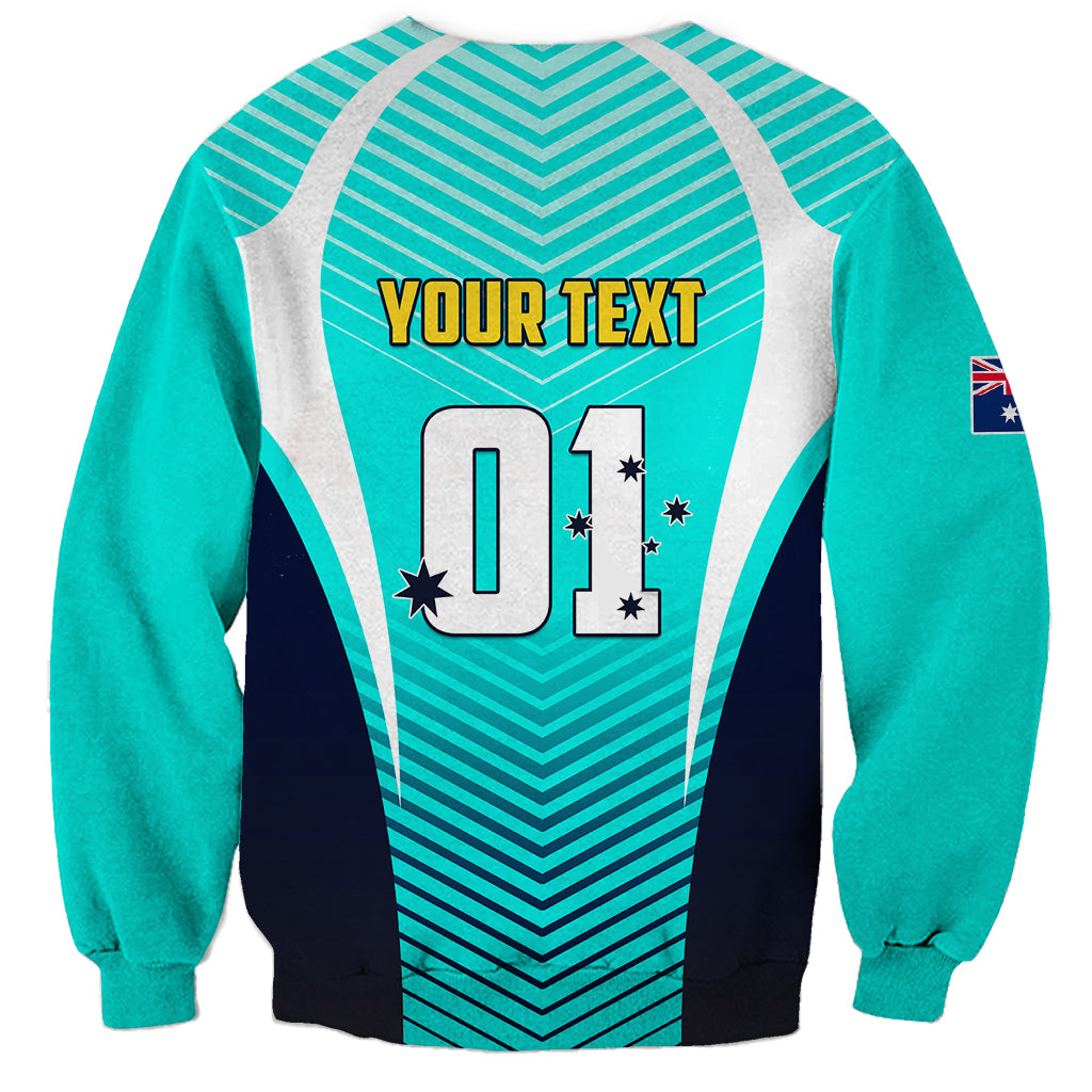 Personalised Australia Soccer Sweatshirt Matildas Sporty Turquoise Version - Wonder Print Shop