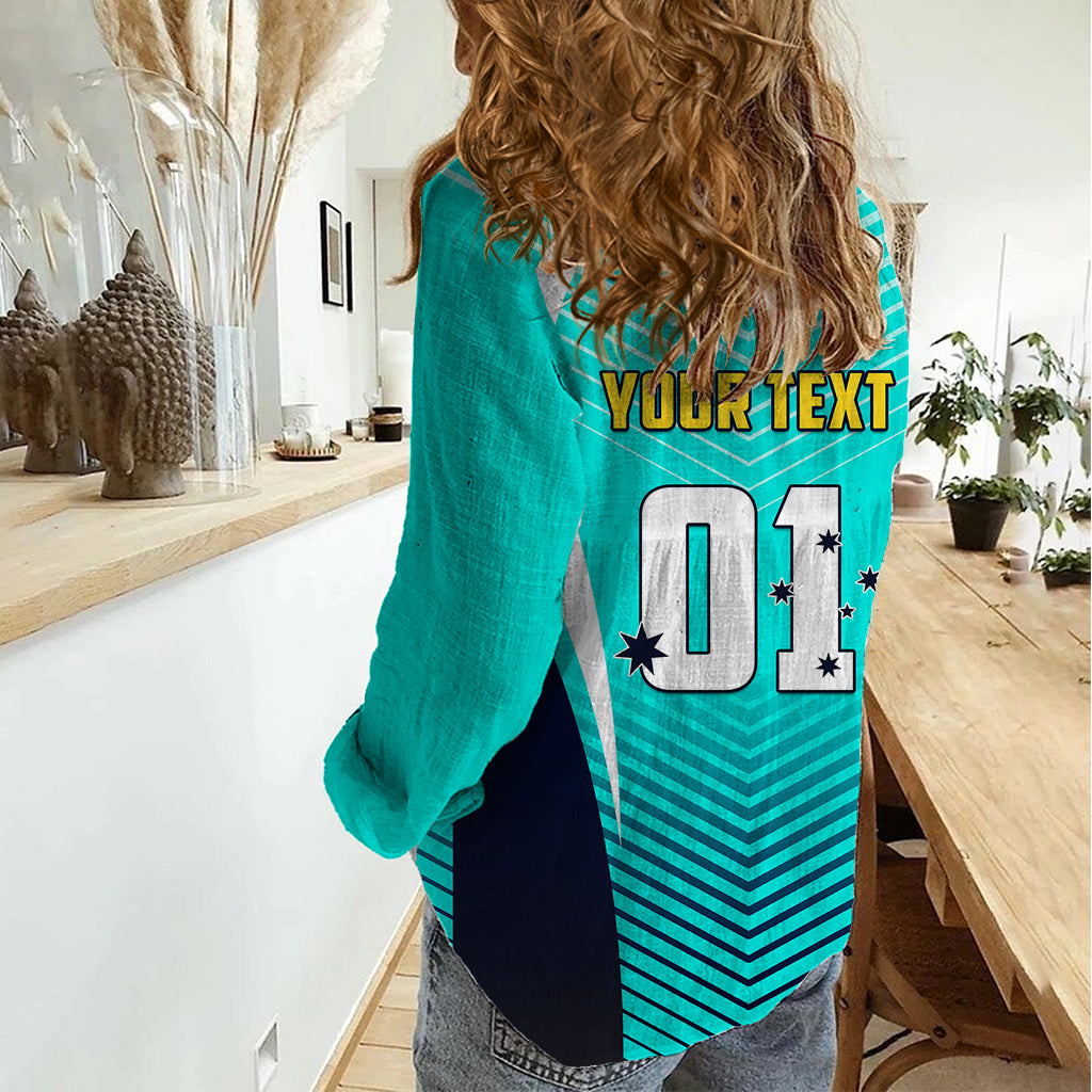Personalised Australia Soccer Women Casual Shirt Matildas Sporty Turquoise Version - Wonder Print Shop