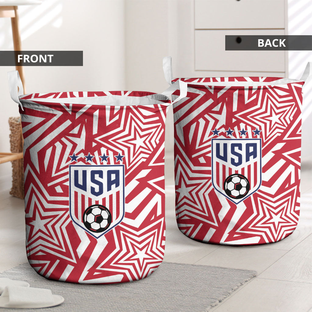 Soccer 2026 USA Laundry Basket Red Star Stylized