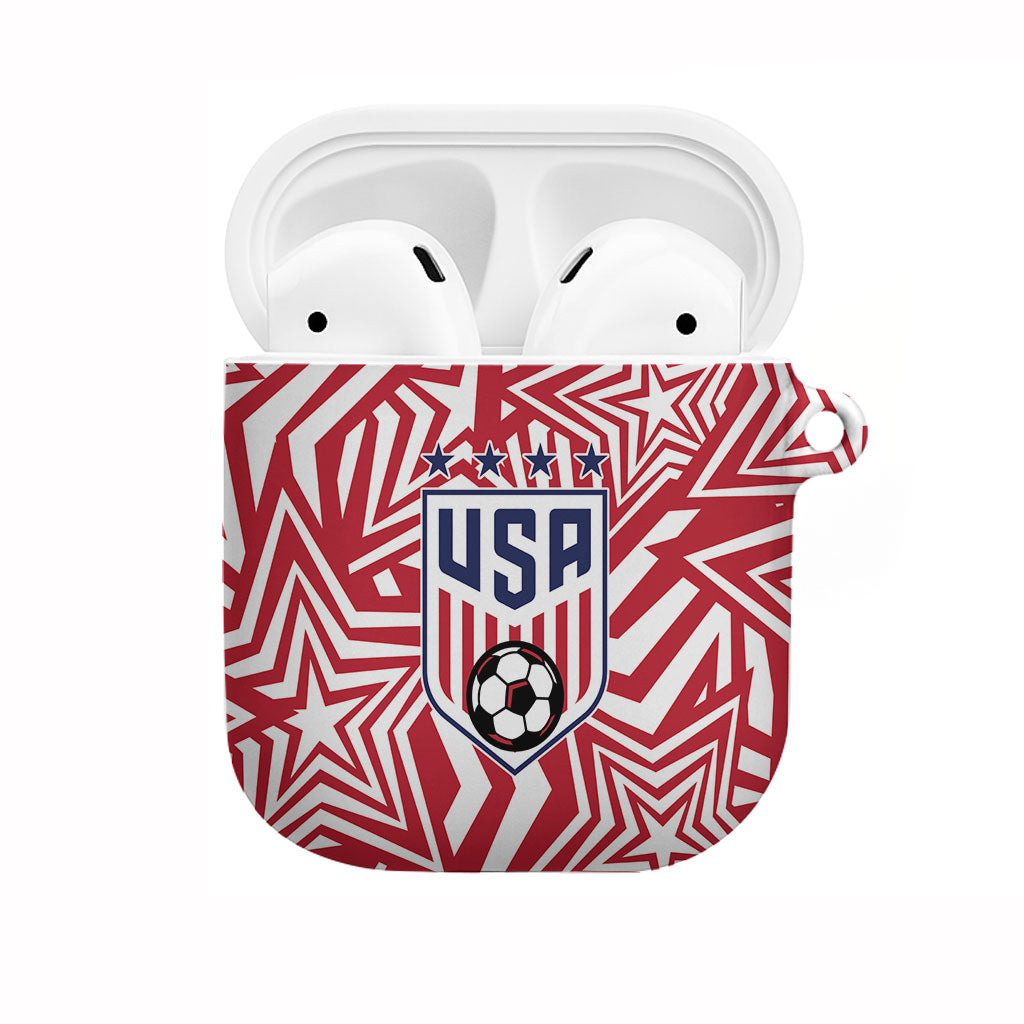 Soccer 2026 USA AirPods Case Red Star Stylized