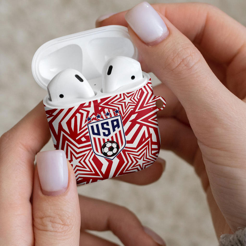 Soccer 2026 USA AirPods Case Red Star Stylized