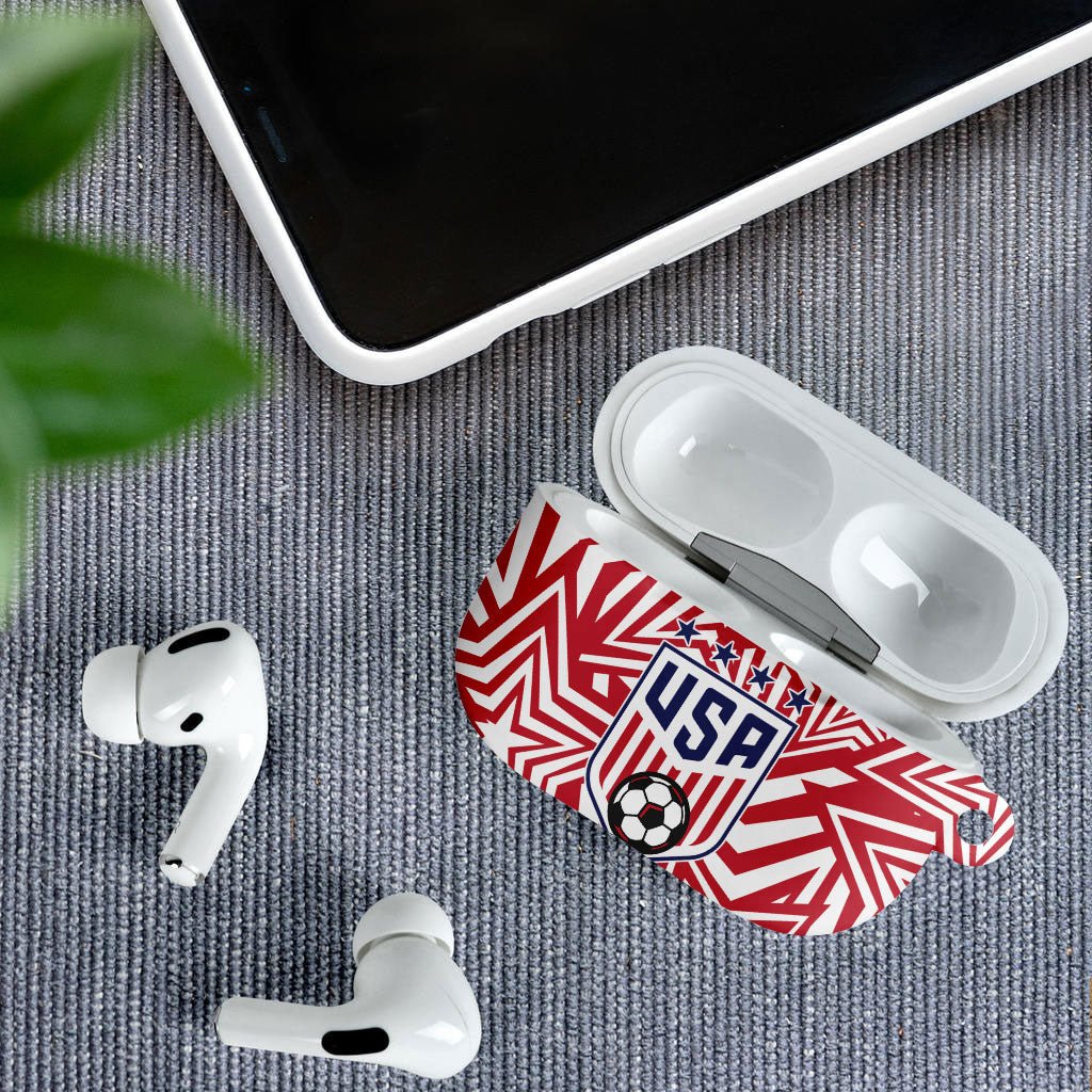 Soccer 2026 USA AirPods Case Red Star Stylized