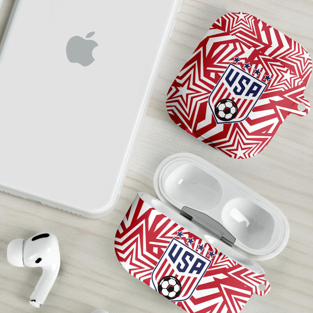 Soccer 2026 USA AirPods Case Red Star Stylized