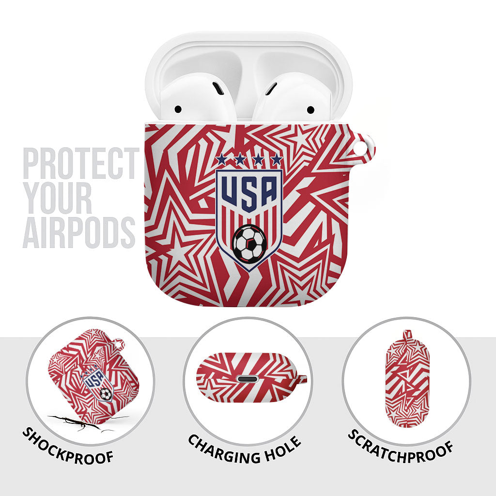 Soccer 2026 USA AirPods Case Red Star Stylized