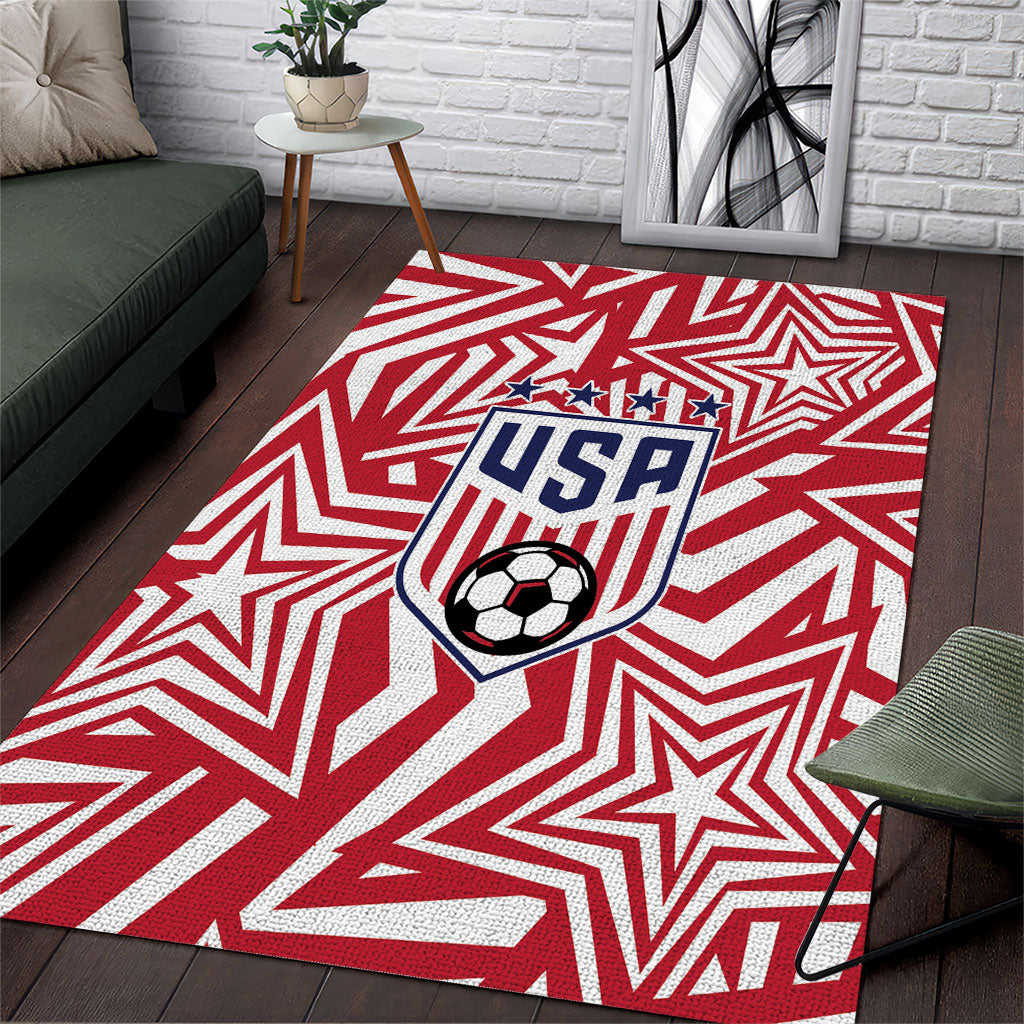 Soccer 2026 USA Area Rug Red Star Stylized