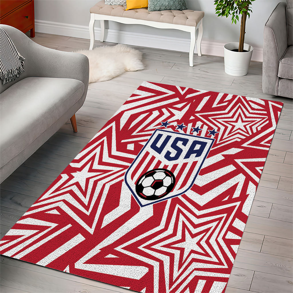 Soccer 2026 USA Area Rug Red Star Stylized