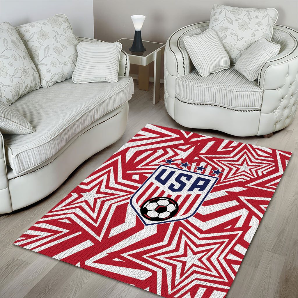 Soccer 2026 USA Area Rug Red Star Stylized