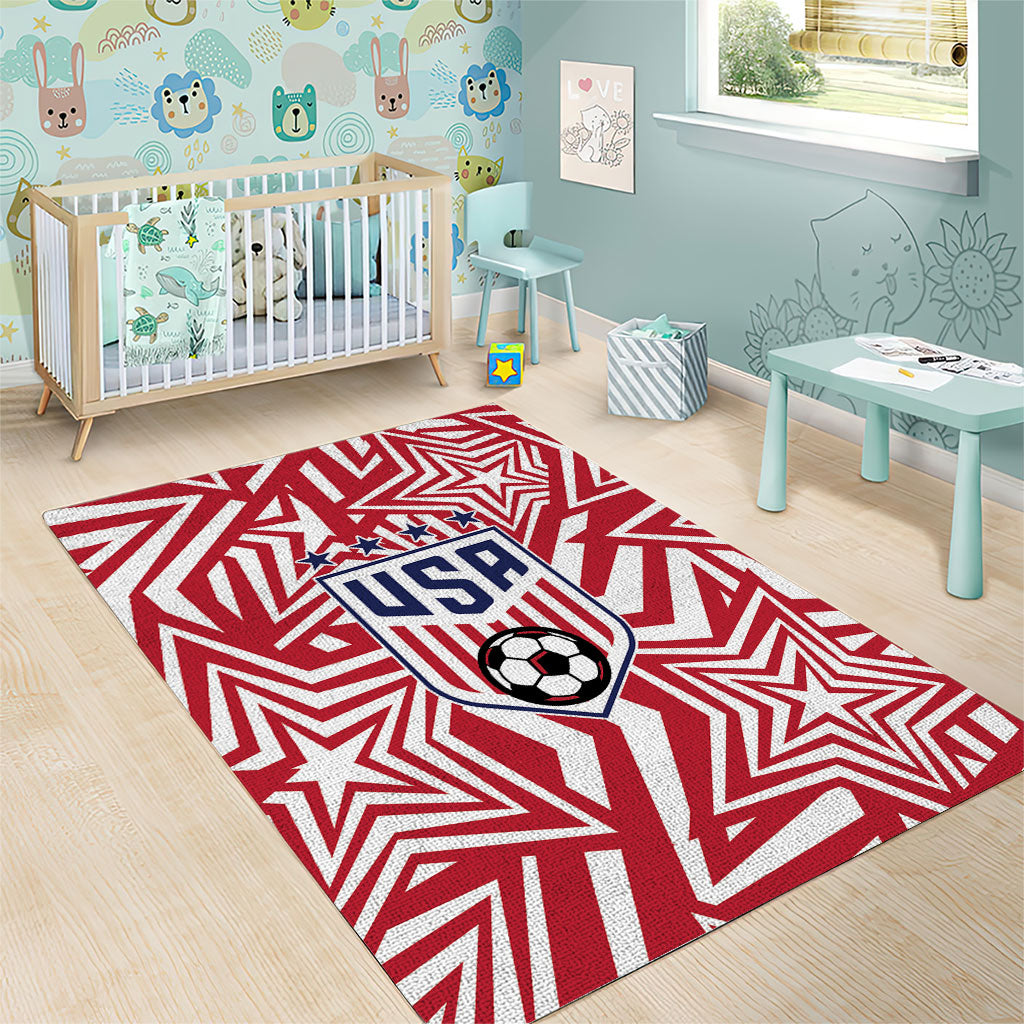 Soccer 2026 USA Area Rug Red Star Stylized