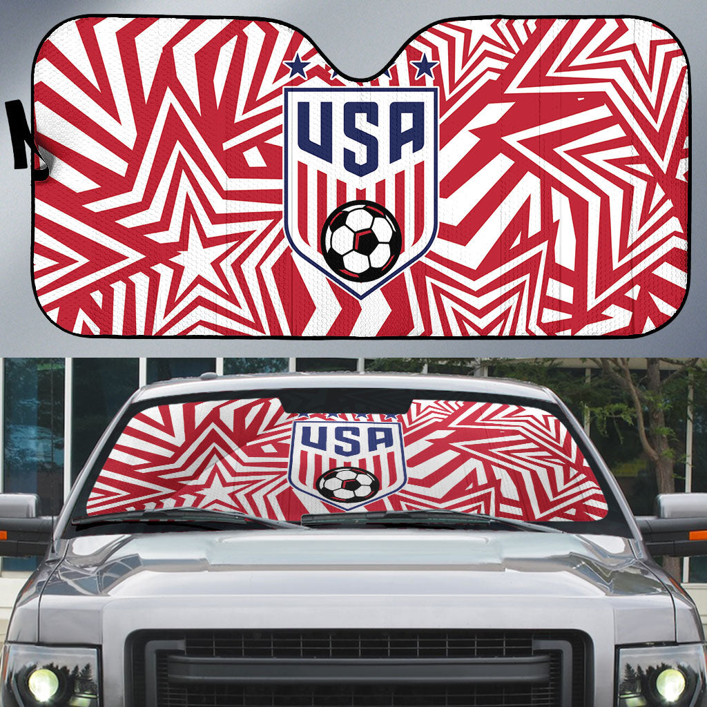 Soccer 2026 USA Auto Sun Shade Red Star Stylized