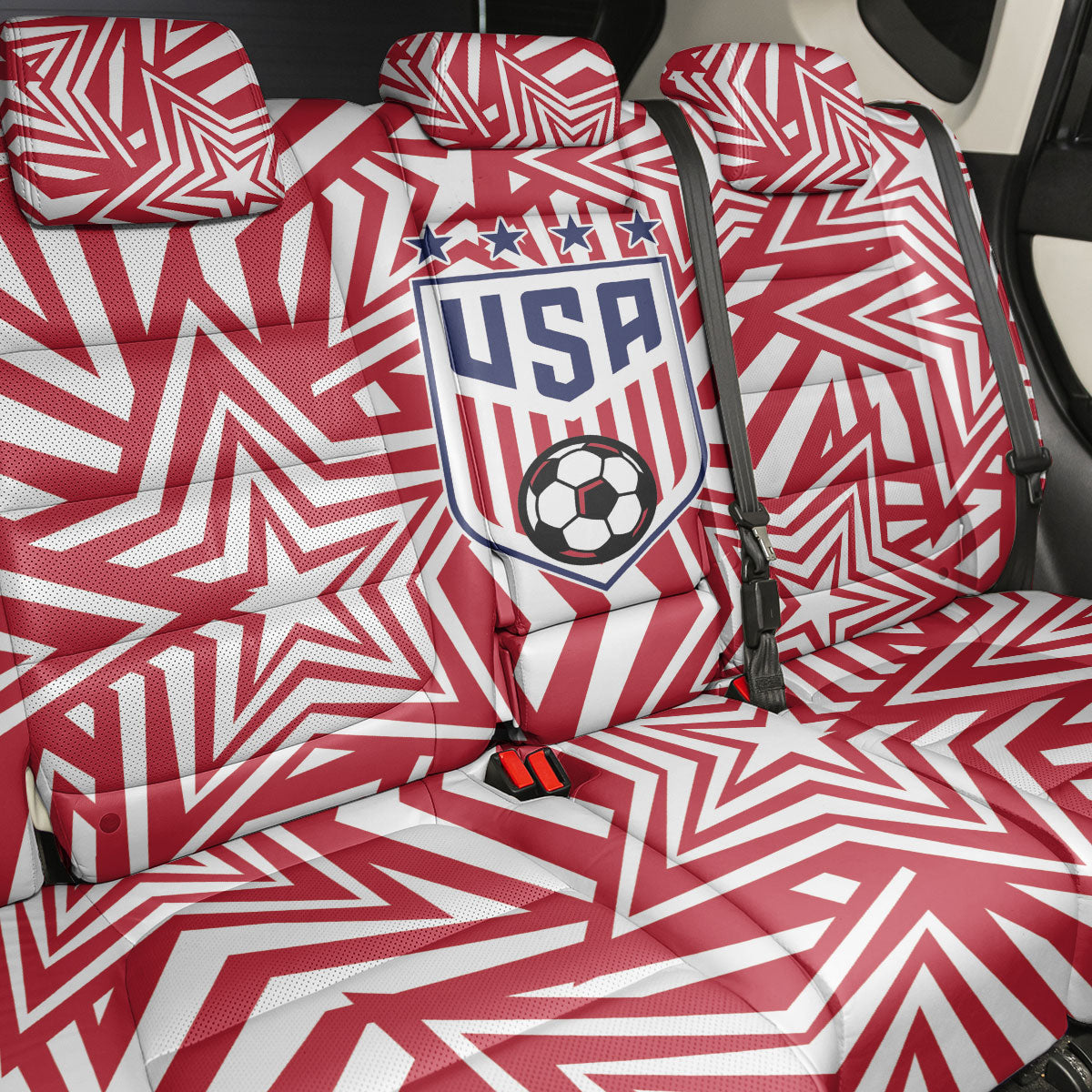 Soccer 2026 USA Back Car Seat Cover Red Star Stylized