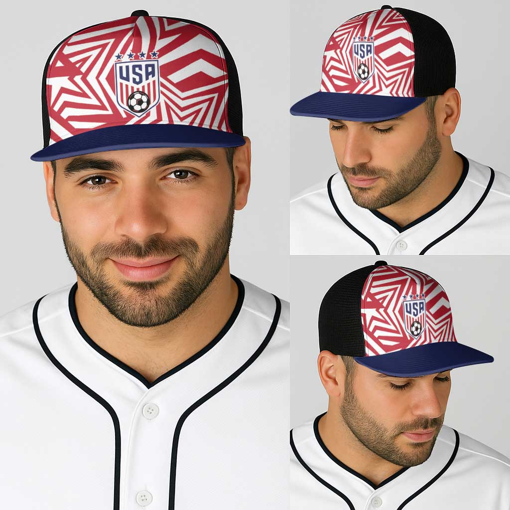 Soccer 2026 USA Baseball Net Cap Red Star Stylized