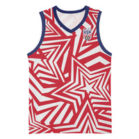 Custom Soccer 2026 USA Basketball Jersey Red Star Stylized
