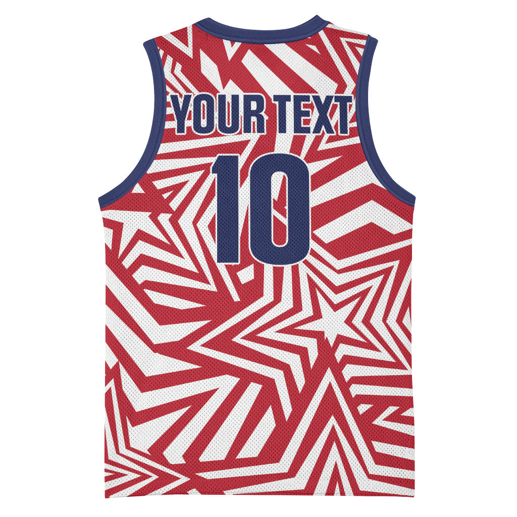 Custom Soccer 2026 USA Basketball Jersey Red Star Stylized