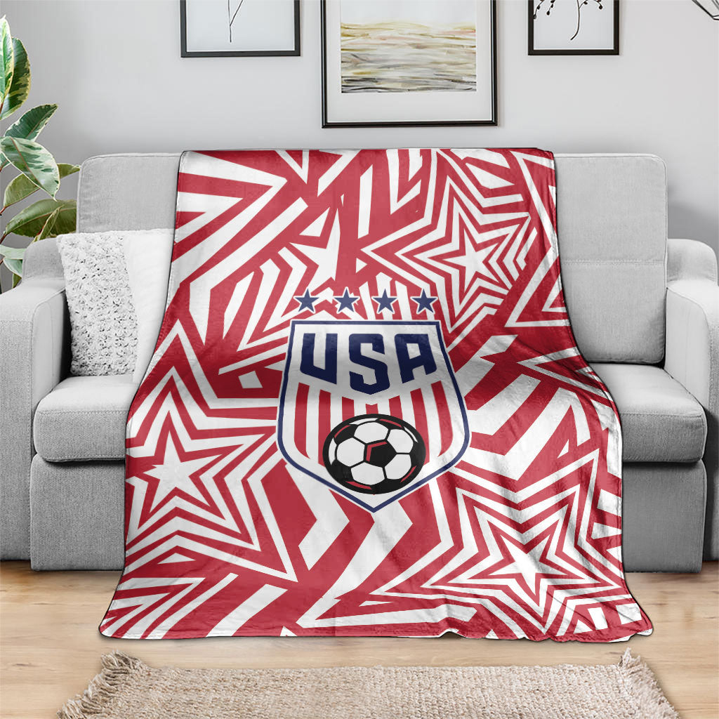 Soccer 2026 USA Blanket Red Star Stylized