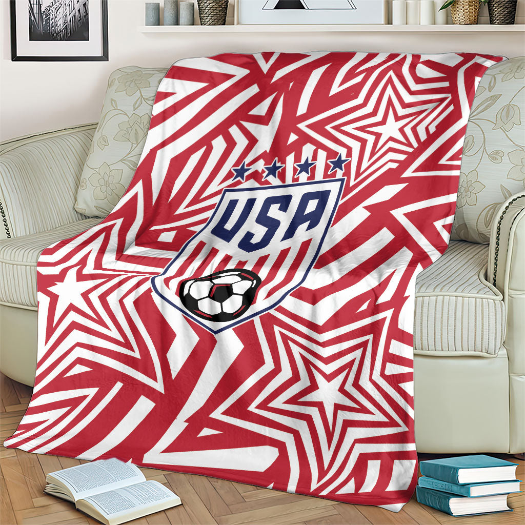 Soccer 2026 USA Blanket Red Star Stylized