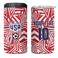 Custom Soccer 2026 USA 4 in 1 Can Cooler Tumbler Red Star Stylized