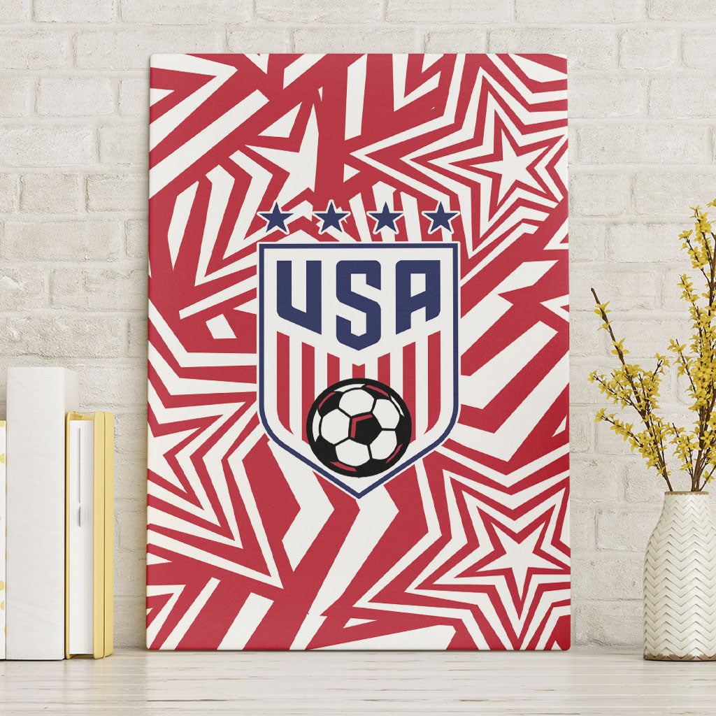 Soccer 2026 USA Canvas Wall Art Red Star Stylized