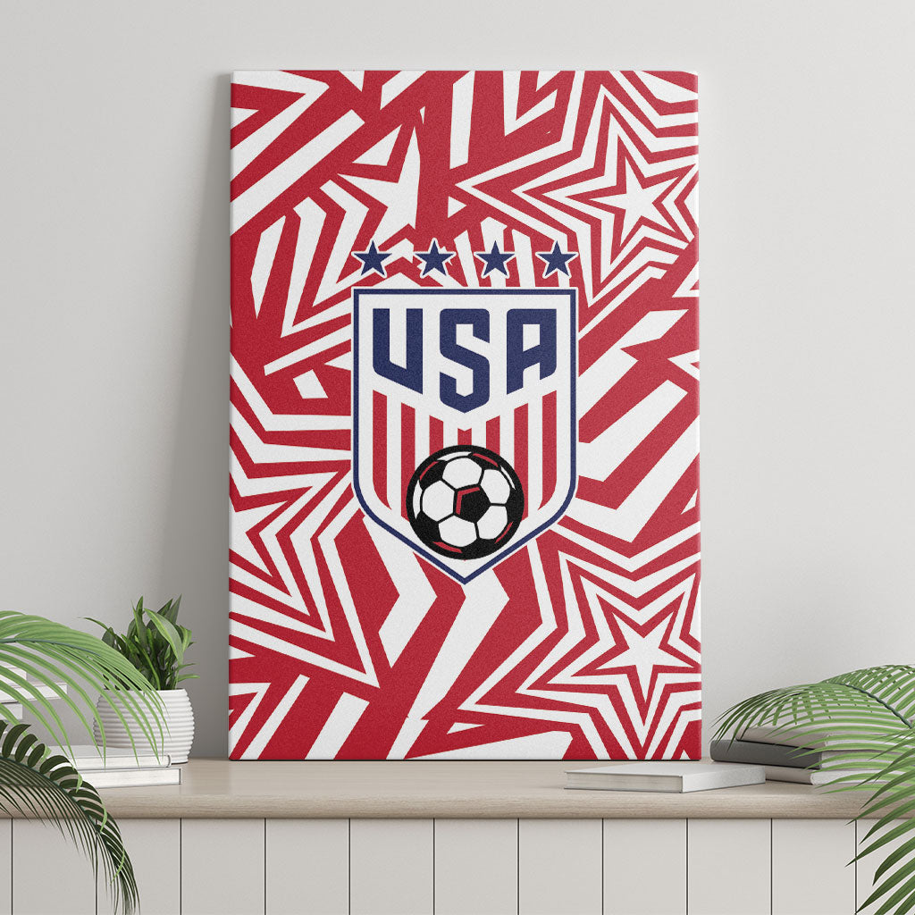 Soccer 2026 USA Canvas Wall Art Red Star Stylized