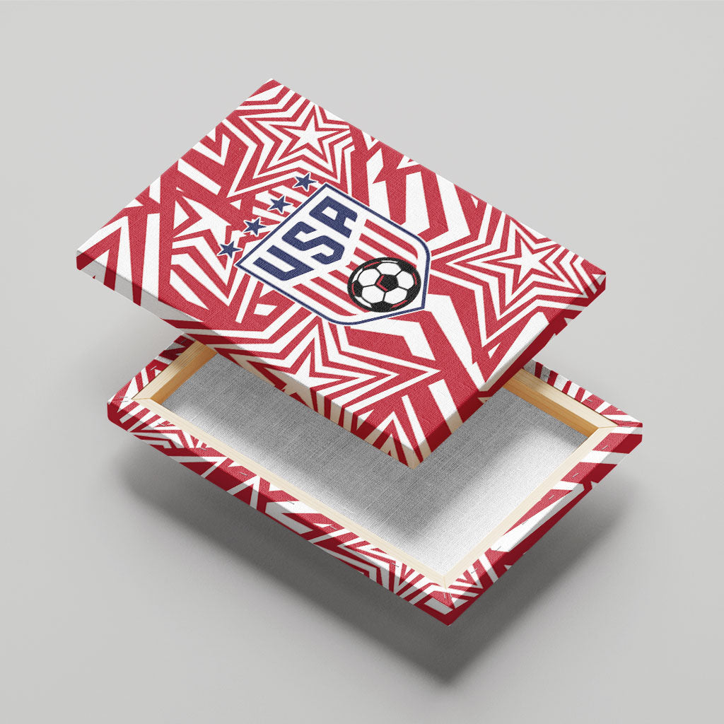 Soccer 2026 USA Canvas Wall Art Red Star Stylized