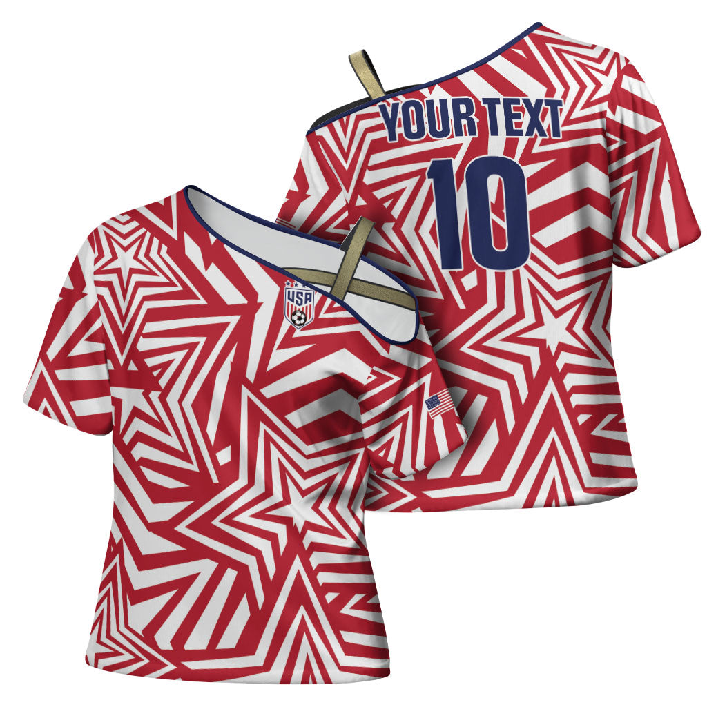 Custom Soccer 2026 USA Cross Shoulder Shirt Red Star Stylized