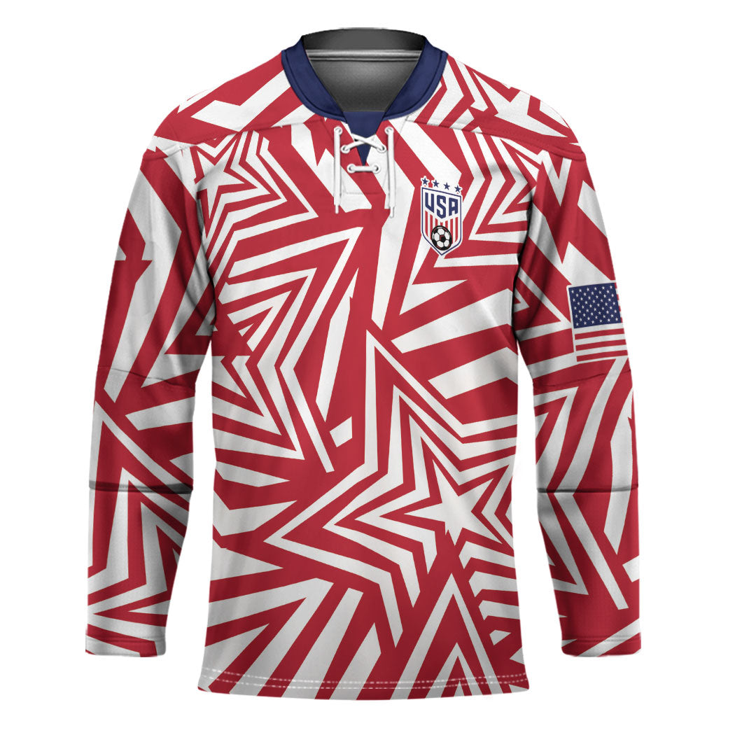 Custom Soccer 2026 USA Hockey Jersey Red Star Stylized