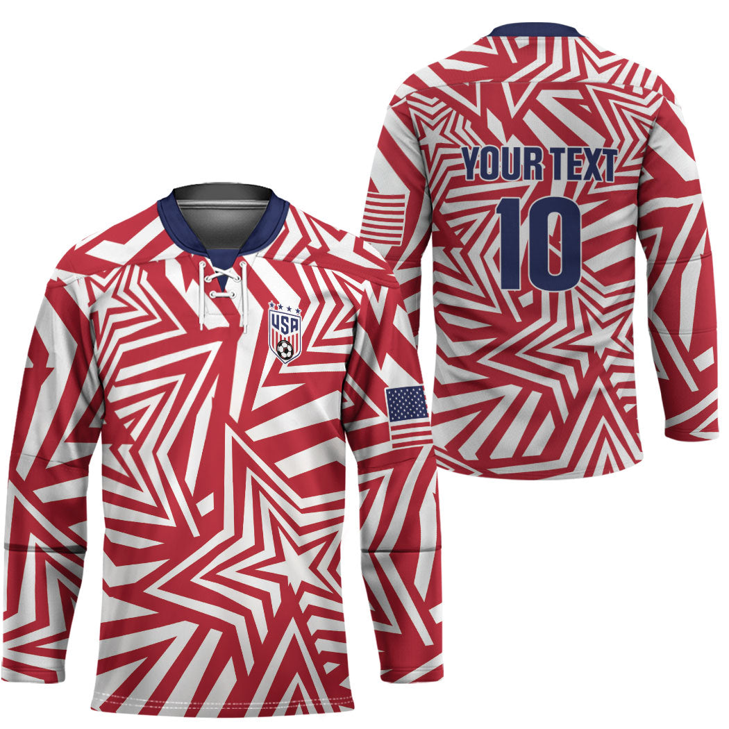 Custom Soccer 2026 USA Hockey Jersey Red Star Stylized