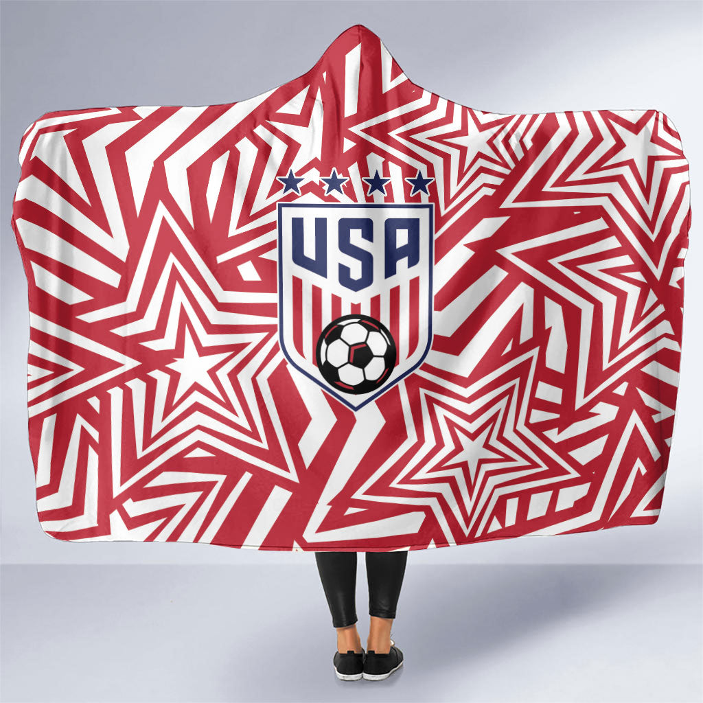 Soccer 2026 USA Hooded Blanket Red Star Stylized
