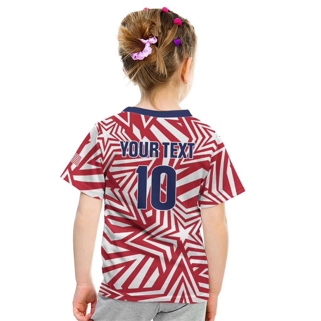 Custom Soccer 2026 USA Kid T Shirt Red Star Stylized