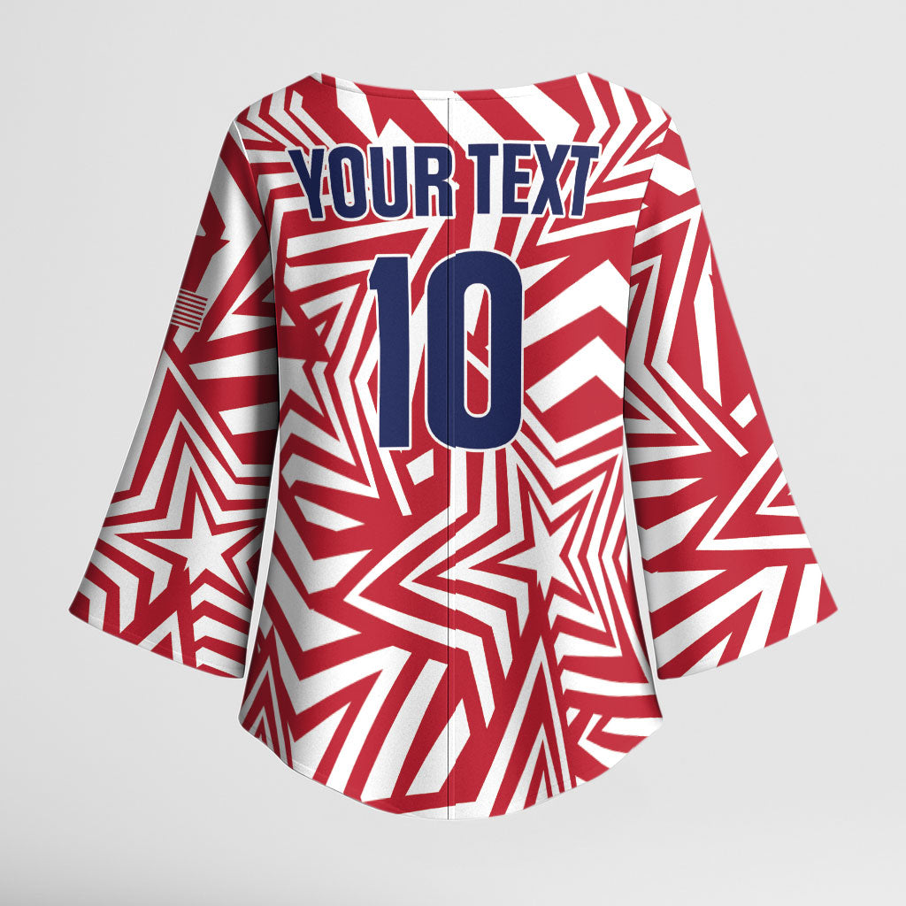 Custom Soccer 2026 USA Kimono Sleeve Blouse Red Star Stylized