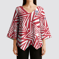 Custom Soccer 2026 USA Kimono Sleeve Blouse Red Star Stylized