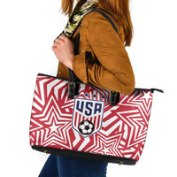 Soccer 2026 USA Leather Tote Bag Red Star Stylized