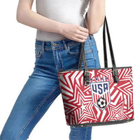 Soccer 2026 USA Leather Tote Bag Red Star Stylized