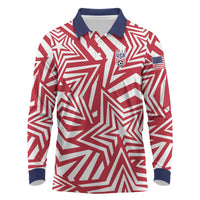 Custom Soccer 2026 USA Long Sleeve Polo Shirt Red Star Stylized