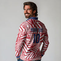 Custom Soccer 2026 USA Long Sleeve Polo Shirt Red Star Stylized