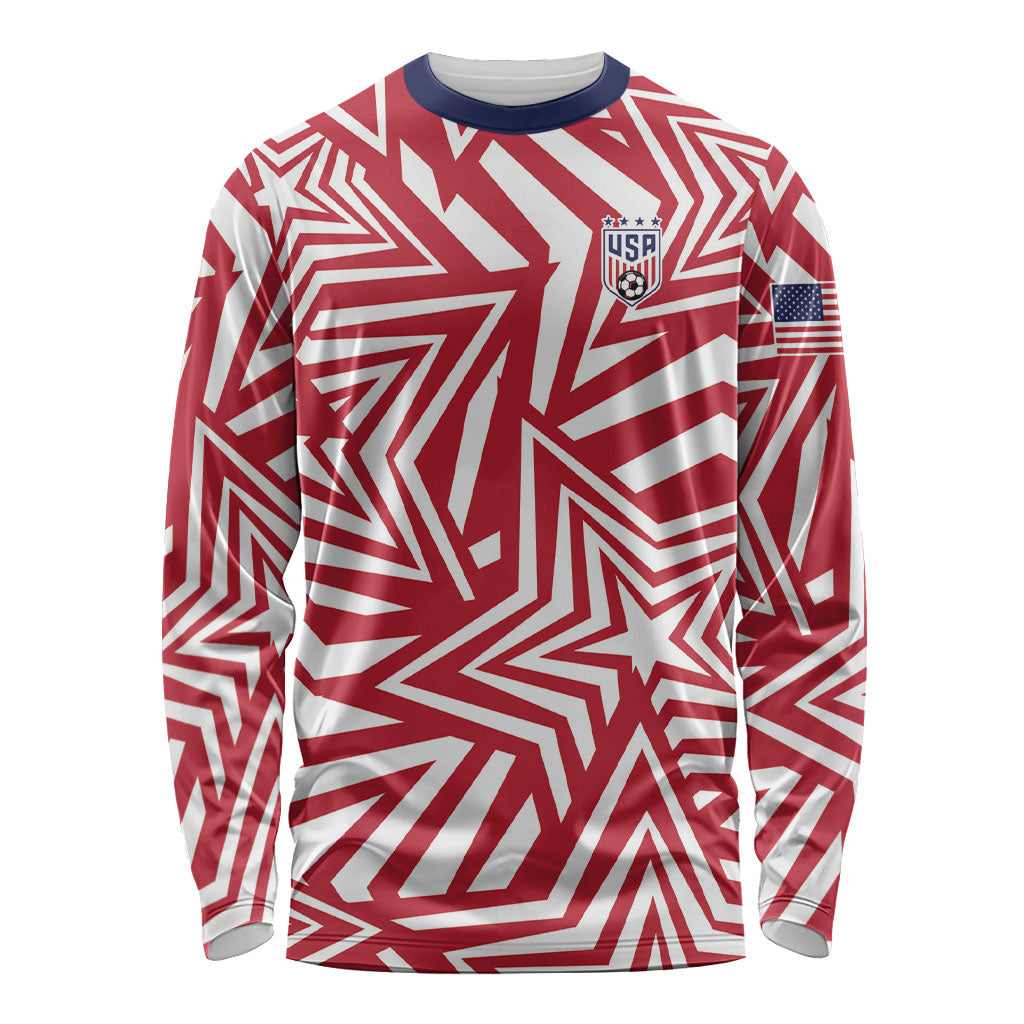 Custom Soccer 2026 USA Long Sleeve Shirt Red Star Stylized