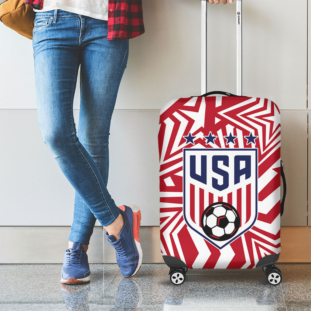 Soccer 2026 USA Luggage Cover Red Star Stylized