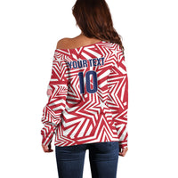 Custom Soccer 2026 USA Off Shoulder Sweater Red Star Stylized