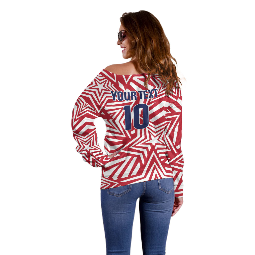 Custom Soccer 2026 USA Off Shoulder Sweater Red Star Stylized