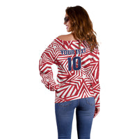Custom Soccer 2026 USA Off Shoulder Sweater Red Star Stylized