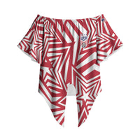 Custom Soccer 2026 USA Off Shoulder Wrap Waist Top Red Star Stylized