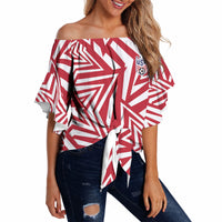 Custom Soccer 2026 USA Off Shoulder Wrap Waist Top Red Star Stylized