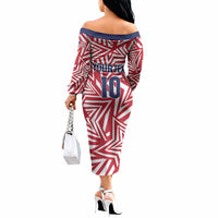 Custom Soccer 2026 USA Off The Shoulder Long Sleeve Dress Red Star Stylized