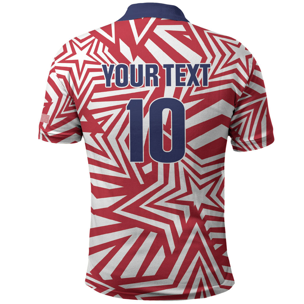 Custom Soccer 2026 USA Polo Shirt Red Star Stylized