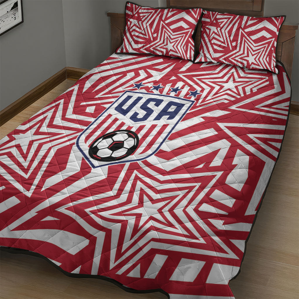 Soccer 2026 USA Quilt Bed Set Red Star Stylized