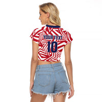 Custom Soccer 2026 USA Raglan Cropped T Shirt Red Star Stylized