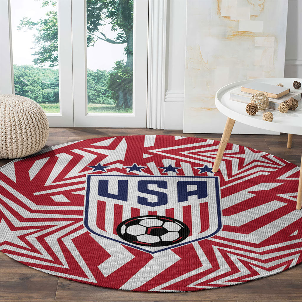 Soccer 2026 USA Round Carpet Red Star Stylized