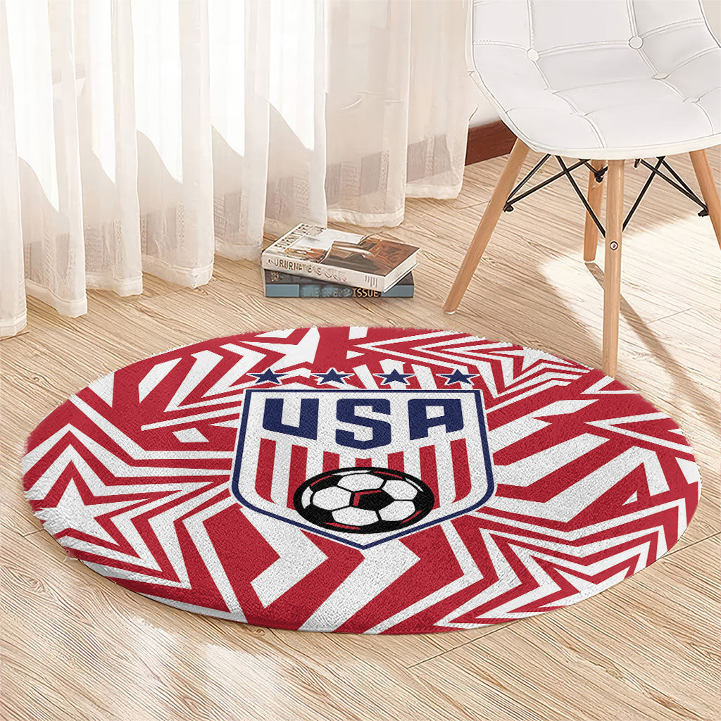 Soccer 2026 USA Round Carpet Red Star Stylized