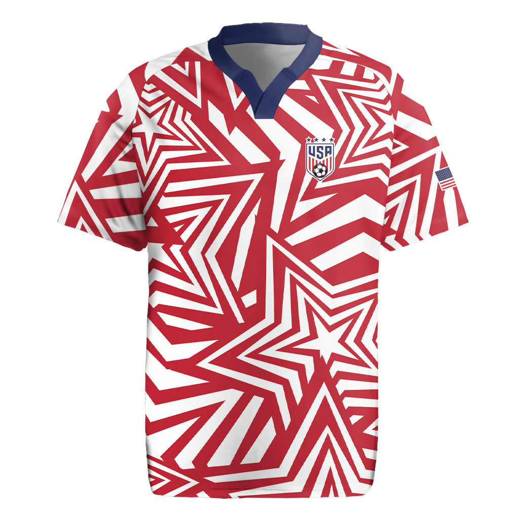 Custom Soccer 2026 USA Rugby Jersey Red Star Stylized