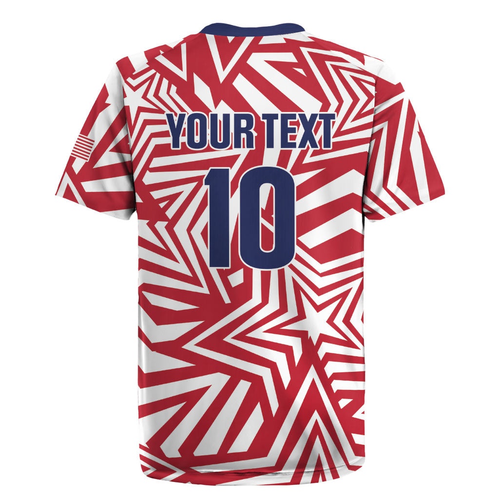 Custom Soccer 2026 USA Rugby Jersey Red Star Stylized